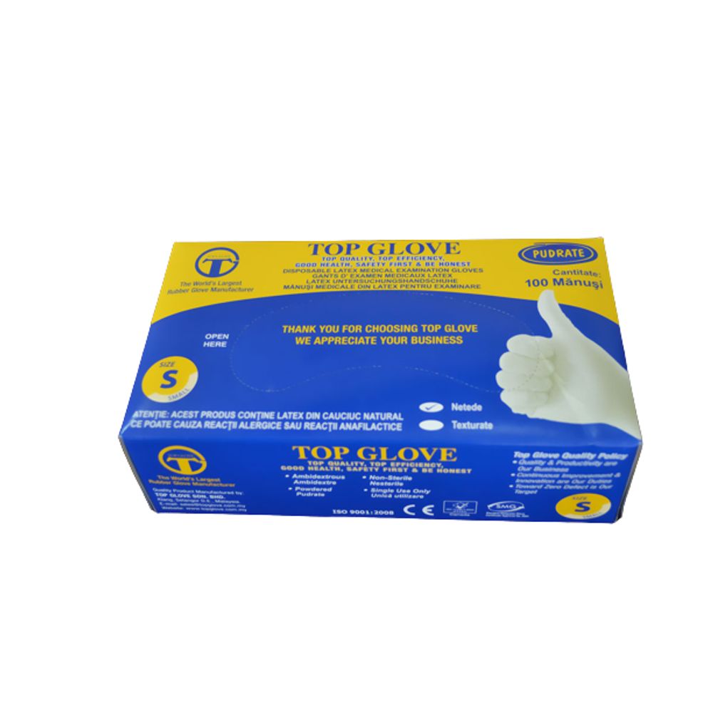 Manusi din latex Top Glove, Marimea L, 100 bucati, Roval Med