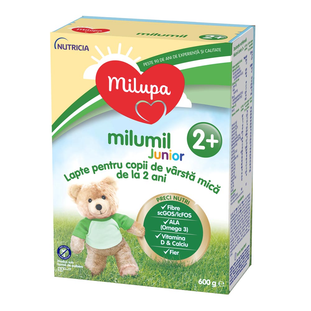 Lapte praf Milumil Junior 2+, incepand de la 2 ani, 600g, Milupa