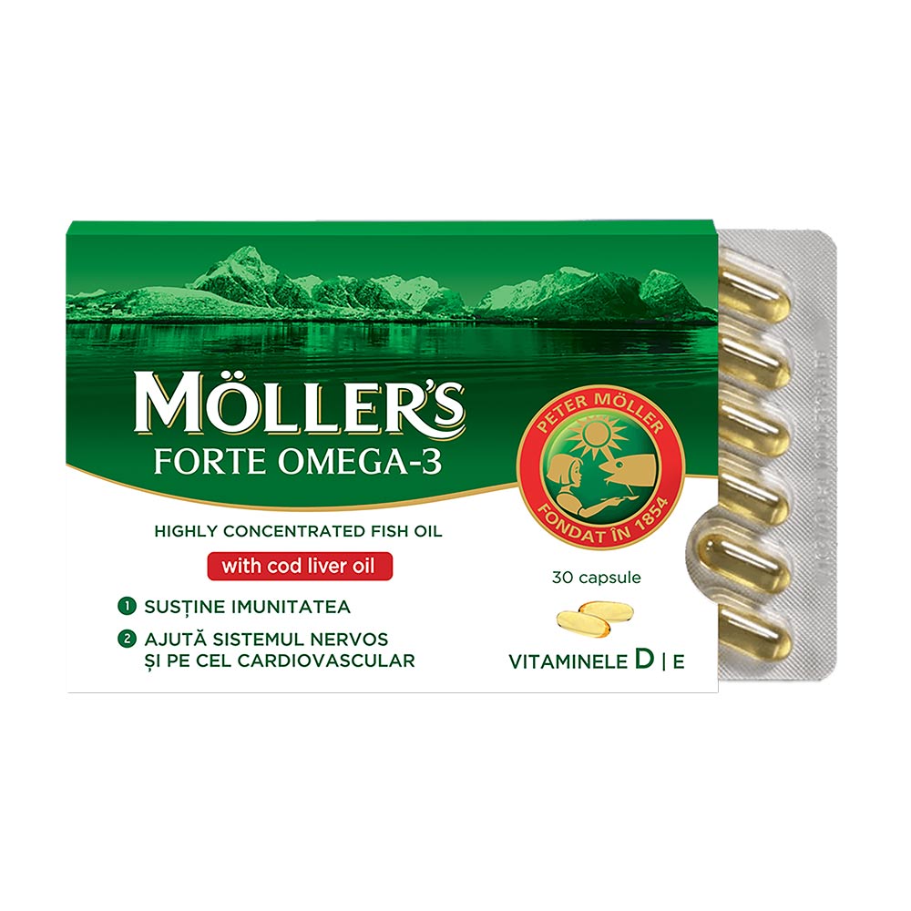 Omega 3 Forte with Cod Liver Oil, 30 capsule, Mollers