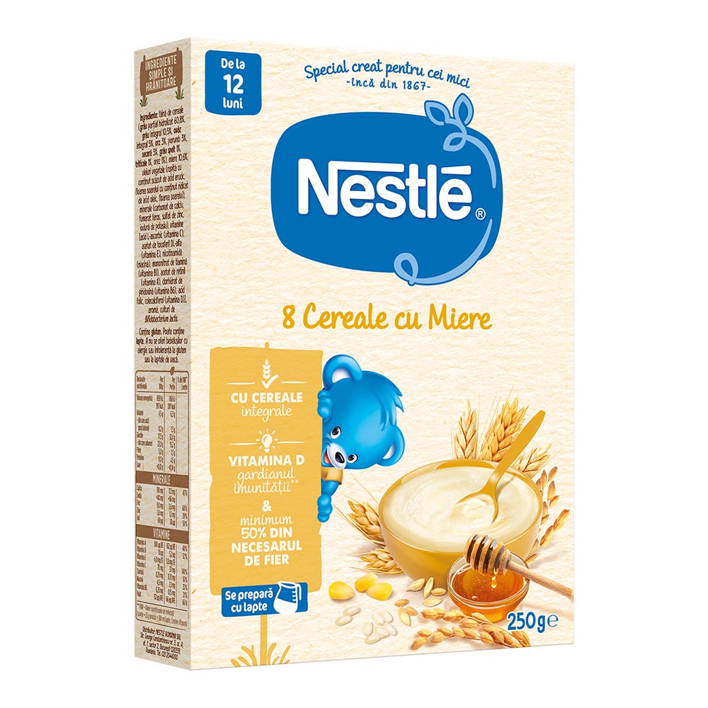 Cereale 8 Cereale cu Miere, de la 12 luni, 250 g, Nestle