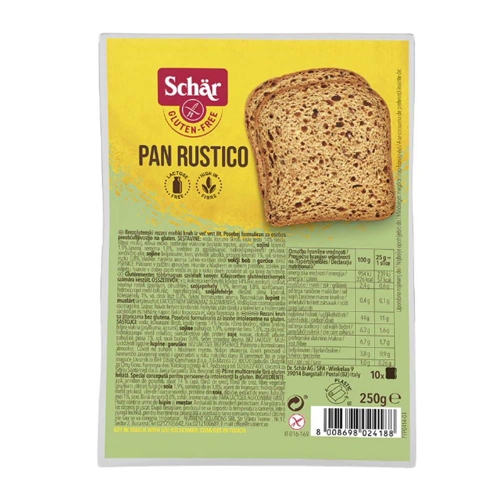 Paine feliata cu cereale fara gluten Pan Rustico, 250g, Schar