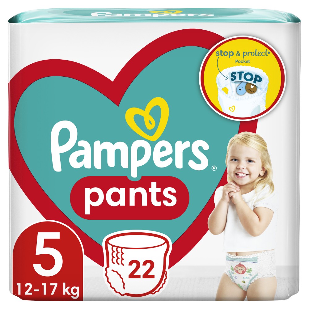 Scutece chilotel Pampers Pants Marimea 5, 12-17 kg, 22 bucati