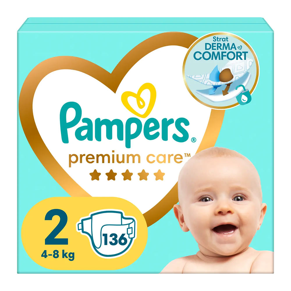 Pampers nr 2 Premium Care 4-8 kg, 136 buc