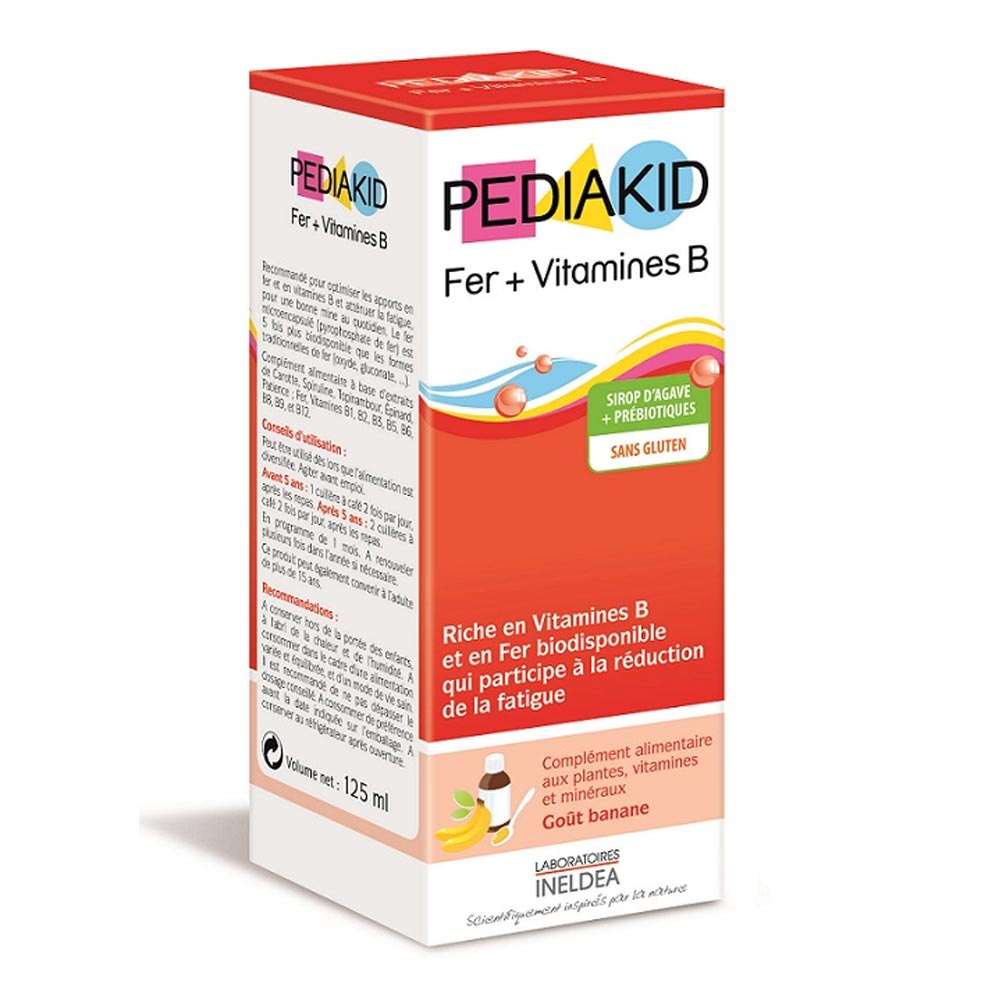 Sirop cu gust de banane Fier+Vitamine B, 125 ml, Pediakid