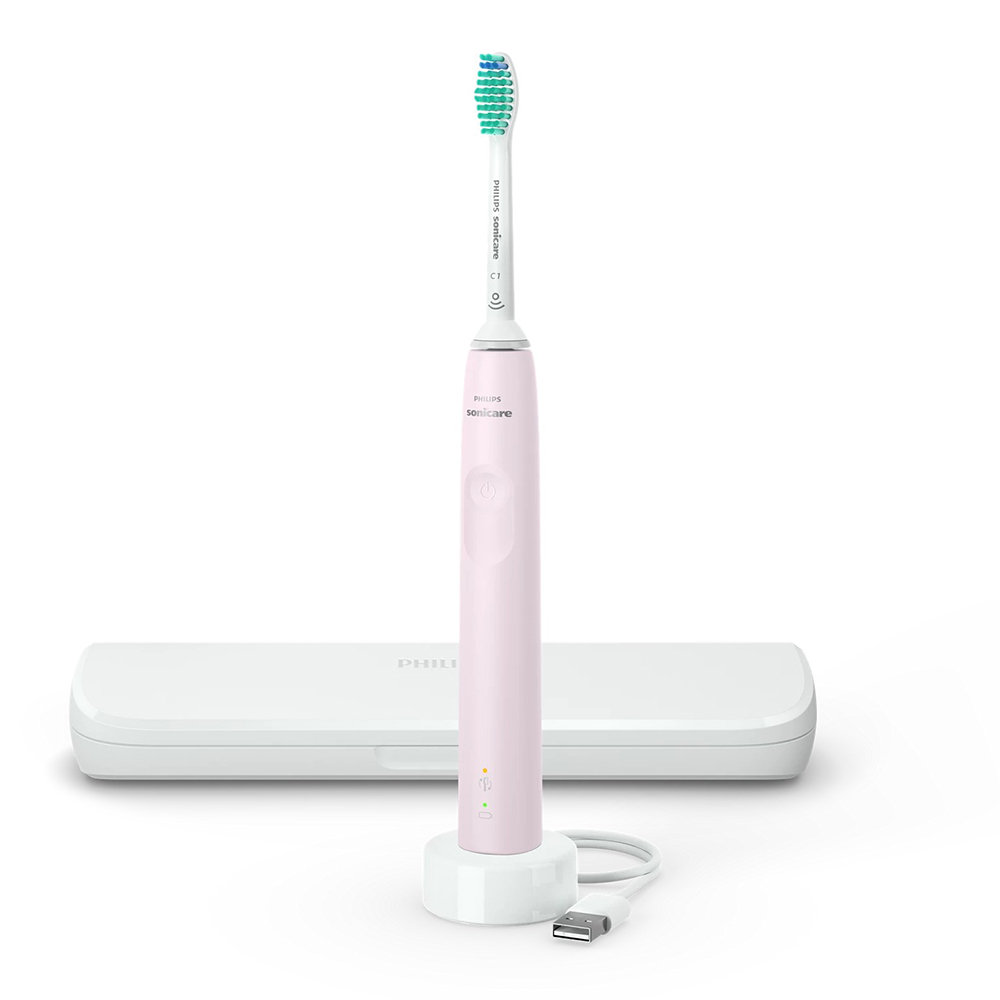 Periuta Dinti Electrica Seria 3100 Roz + Toc Transport Sonicare HX3673/11, Philips