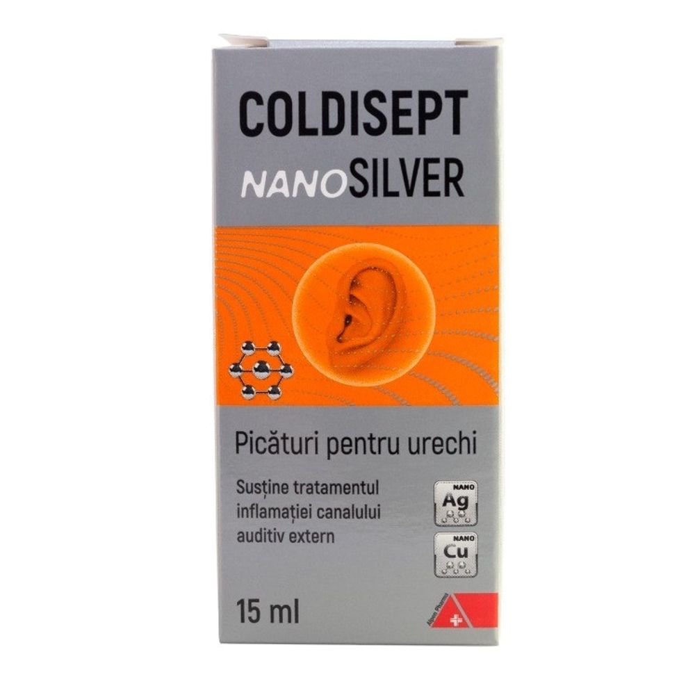 Picaturi pentru urechi Coldisept NanoSilver, 15 ml, Arkona