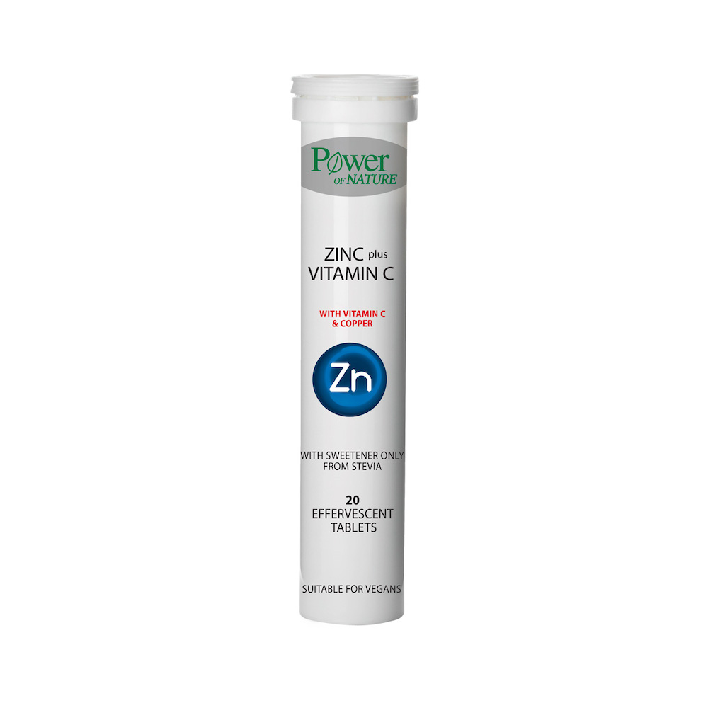 Zinc plus C Stevia , 20 tablete efervescente, Power of Nature