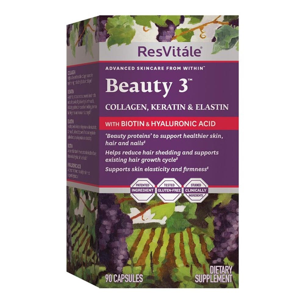 ResVitale Beauty 3, Formula Pentru Par, Piele Si Unghii Cu Colagen, Keratina Si Elastina, 90 Cps