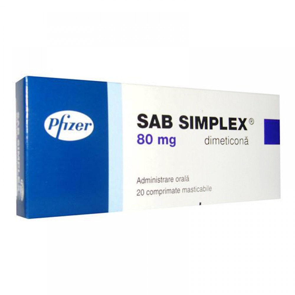 Sab Simplex 80mg -comprimate masticabile x 20 - Pfizer - Pret Avantajos ...