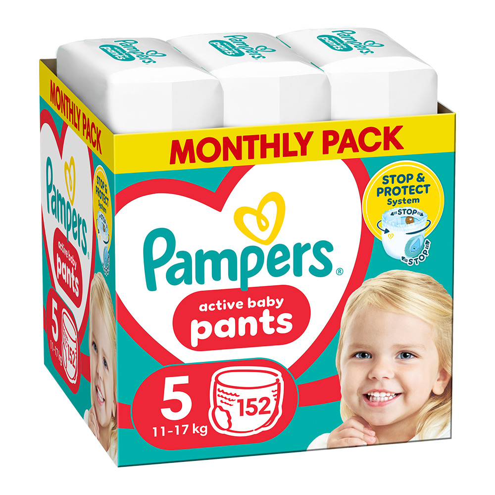 Scutece-chilotel Pampers Pants XXL Box Marimea 5, 12-17 kg, 152 bucati