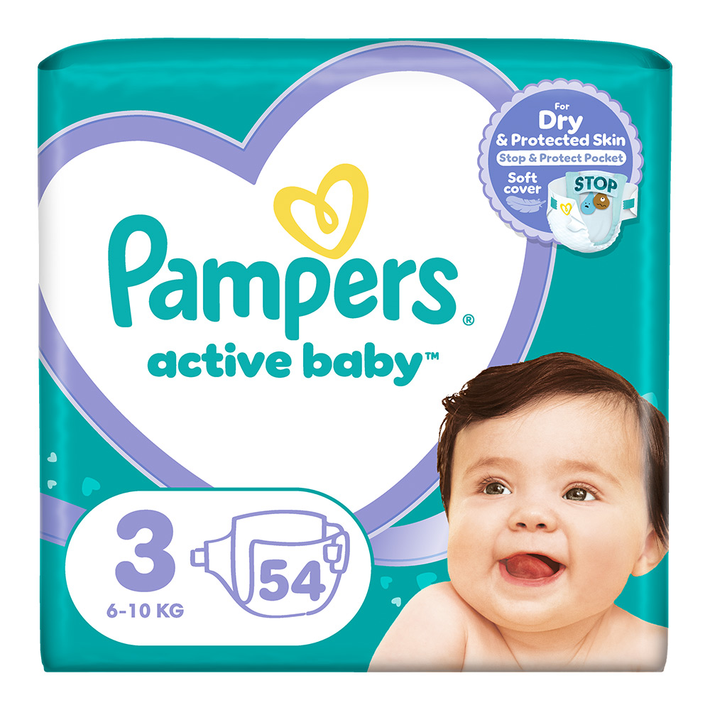 Scutece Active Baby, marimea 3, 6-10 kg, 54 bucati, Pampers