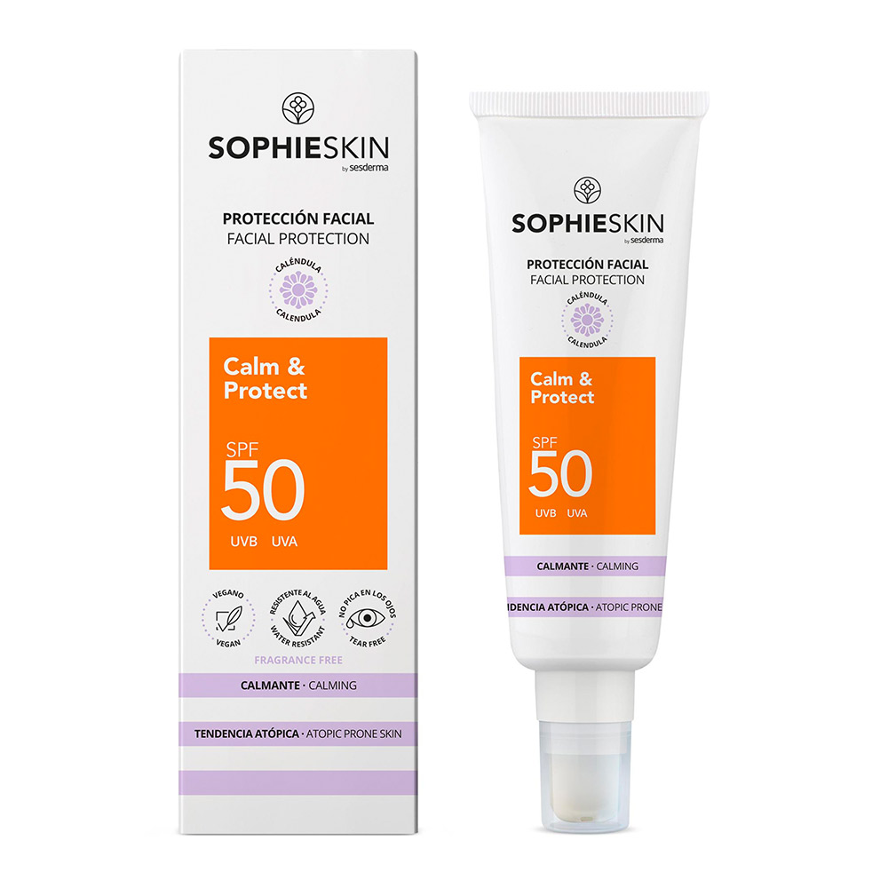 Crema pentru ten sensibil si atopic cu SPF 50 Calm &amp; Protect, 50 ml, Sophieskin