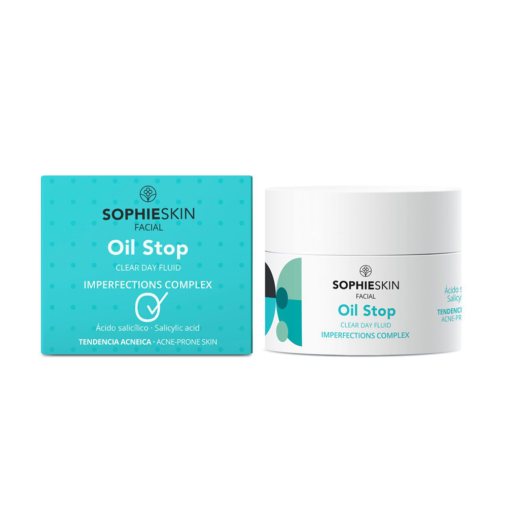 Fluid de zi hidratant pentru ten cu tendinta acneica Oil Stop, 50 ml, Sophieskin