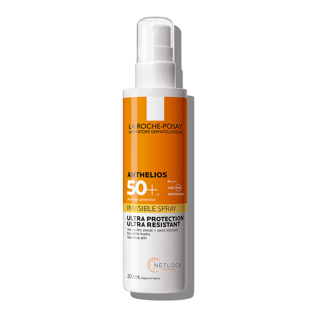 Spray invizibil cu protectie solara SPF 50+ pentru corp, piele sensibila, ultra-rezistent, fara parfum, 200 ml, Anthelios, La Roche Posay