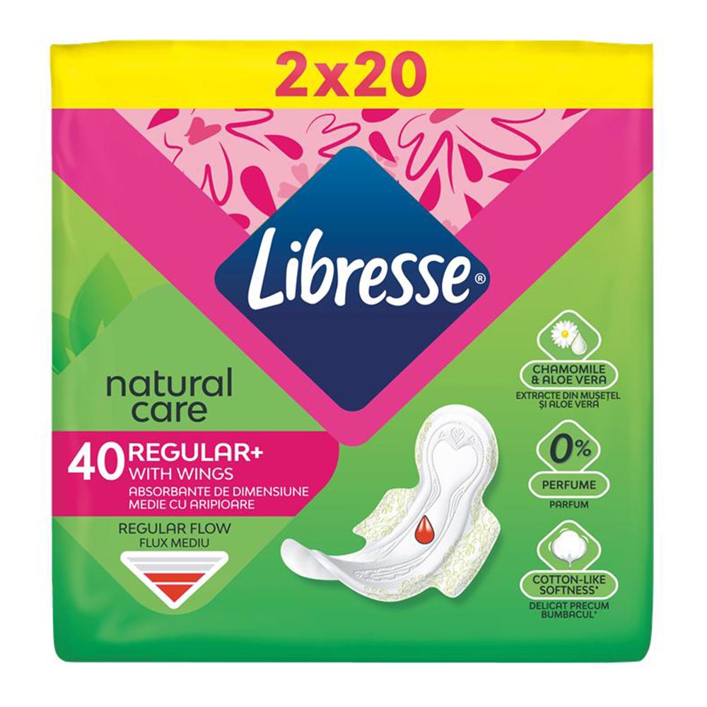 Tampoane Natural Care Regular, 40 bucati, Libresse