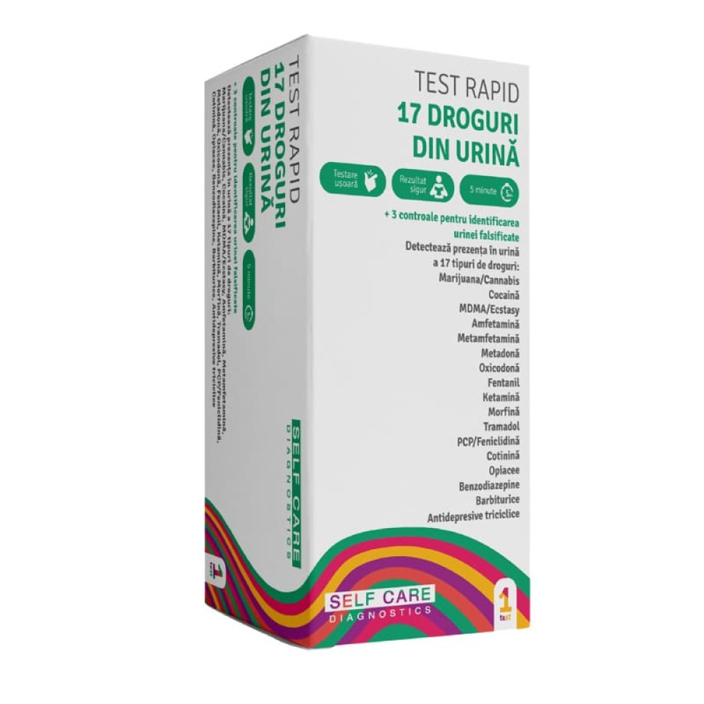 Test Rapid 17 Droguri cu Prelevare din Urina, 1 buc, Self Care