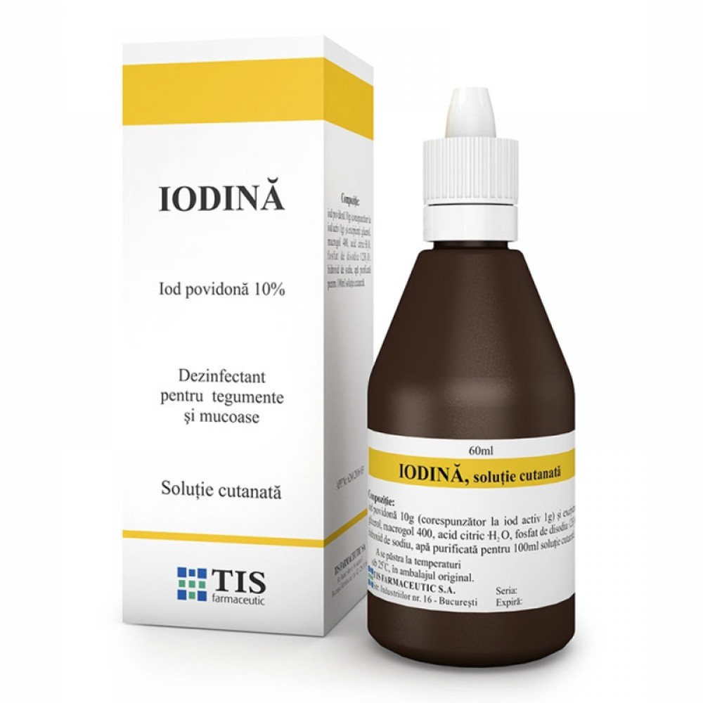 Iodima Iodina solutie cutanata, 10%, 60 ml, Tis Farmaceutic - Pret Avantajos ...