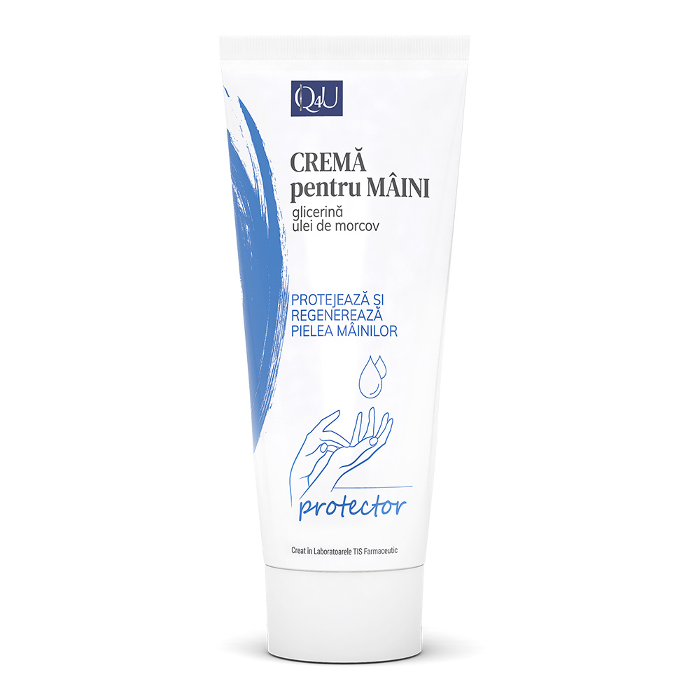 Crema Maini cu Glicerina si Ulei de Morcov Q4u, 100ml, Tis Farmaceutic