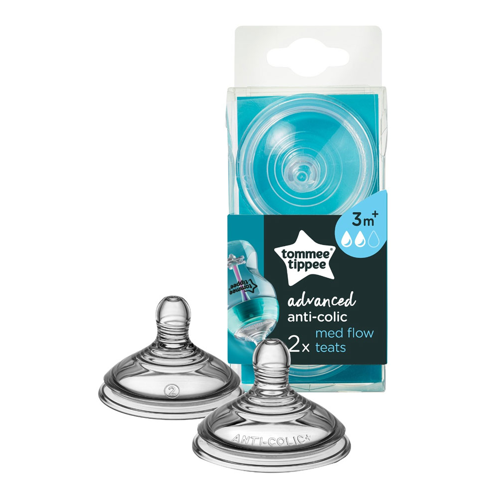 Tetina din silicon anti-colici cu flux mediu, +3 luni, 2 bucati, Tommee Tippee
