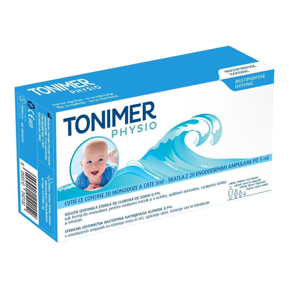 Ser fiziologic izotonic steril 0.9% , 20 monodoze x 5ml, Tonimer Physio