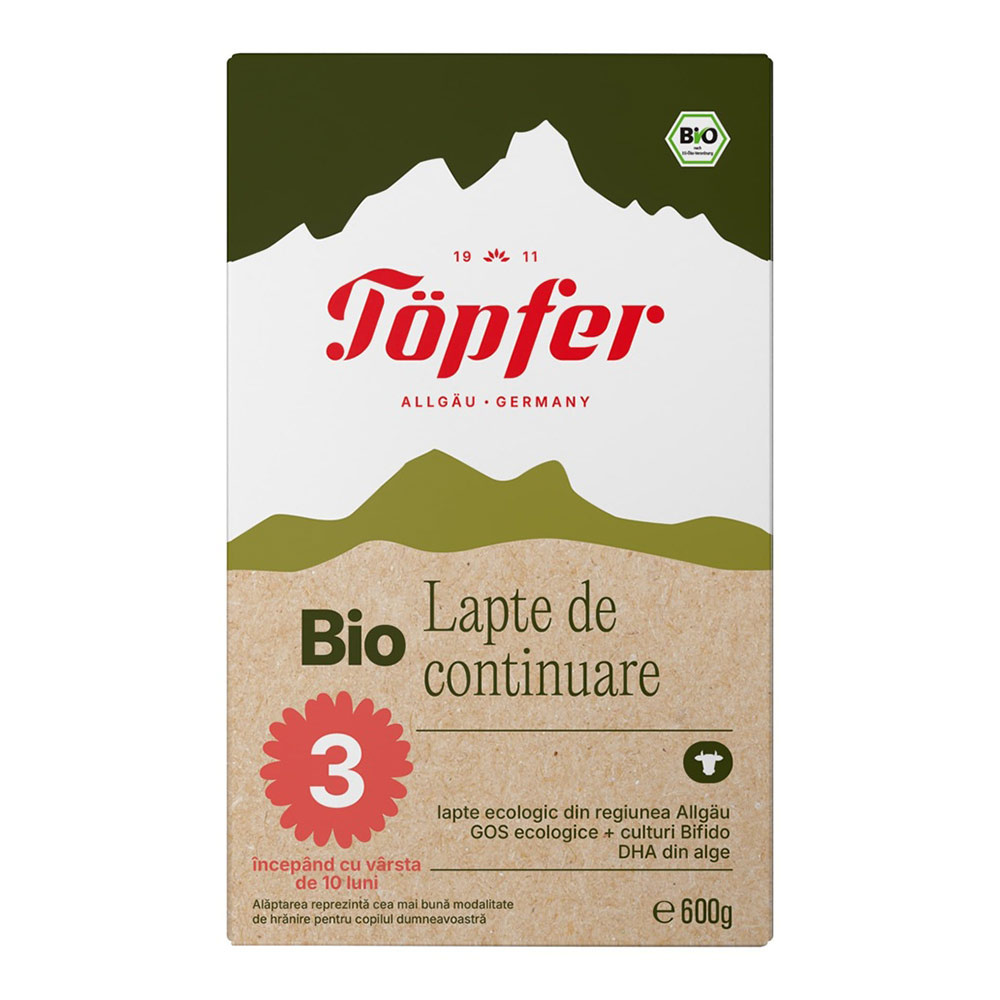 Lapte Bio 3 Formula Noua, 600g, Topfer
