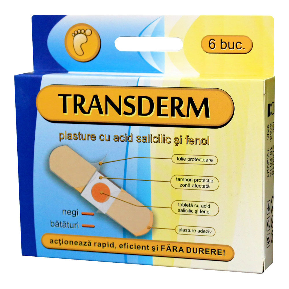 Transderm plasture cu acid salcilic, 6 bucati, Cbf Optim Trading