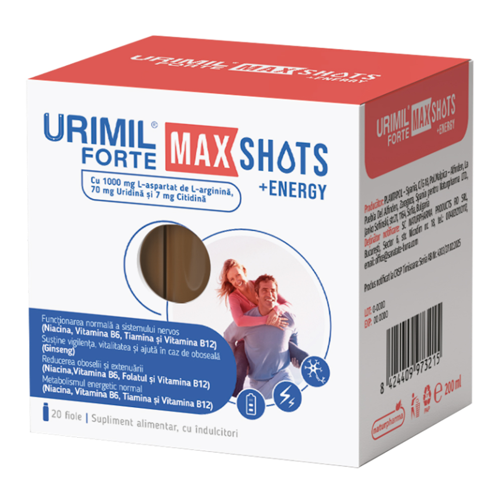 Urimil Forte Max Shots +Energy 10ml, 20 fiole, NaturPharma