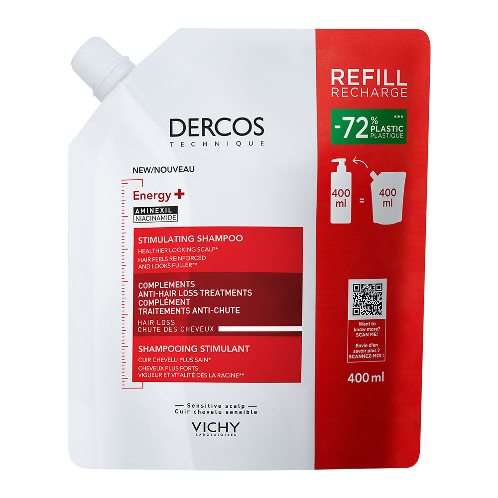 Sampon Energy + cu acțiune energizantă rezervă de reîncărcare, complementar tratamentului împotriva căderii părului, 400ml, Dercos