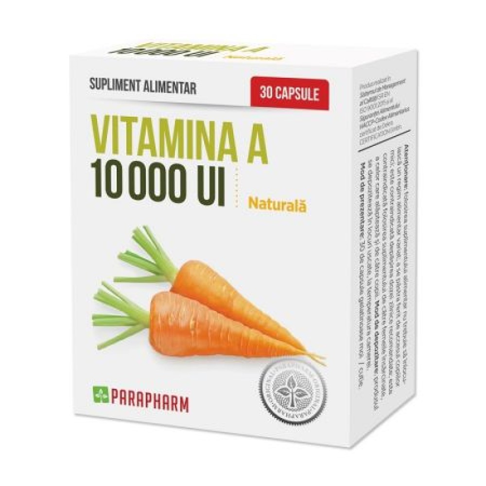 Vitamina A 10000 UI, 30 capsule, Parapharm