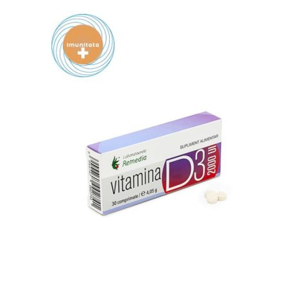 Vitamina D3 2000 UI, 30 comprimate filmate, Remedia