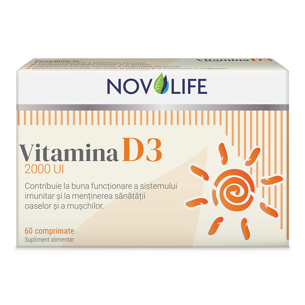 Vitamina D3 2000UI, 60 comprimate, Novolife