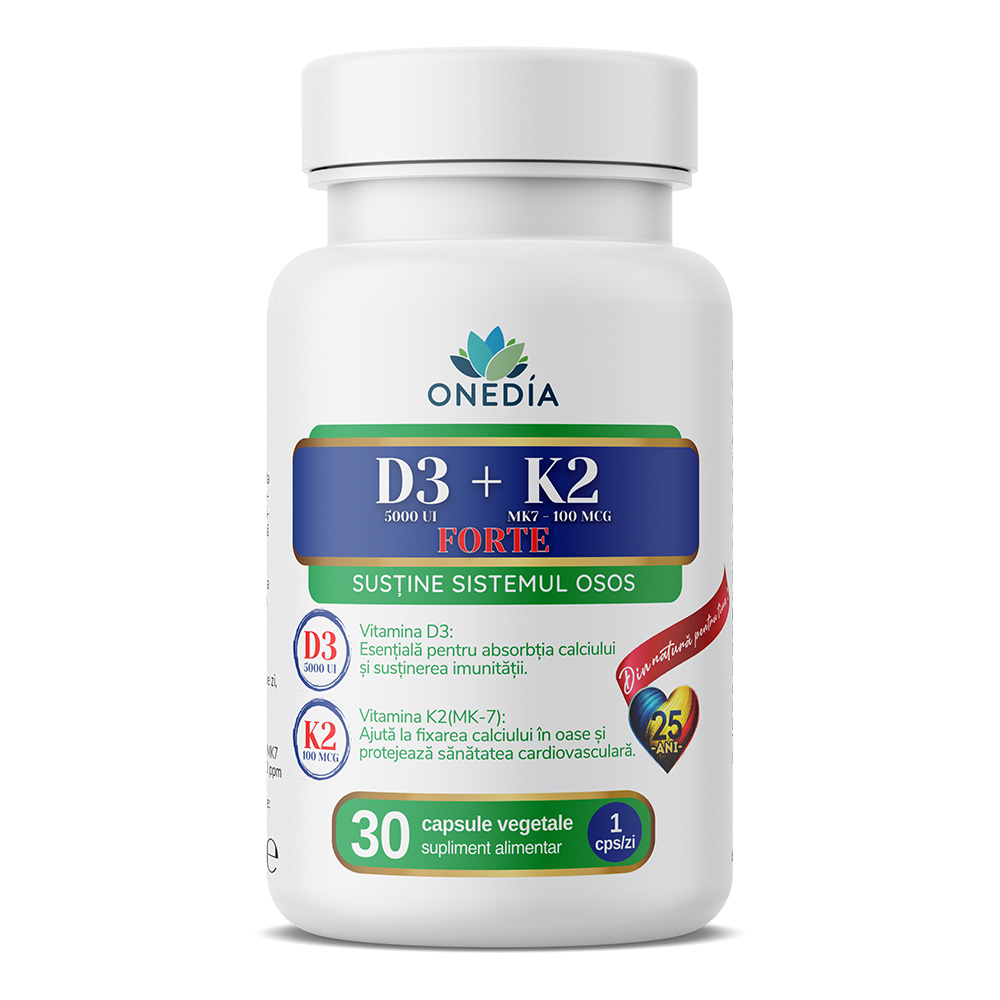 Vitamina D3+K2 Forte, 30 capsule, Onedia