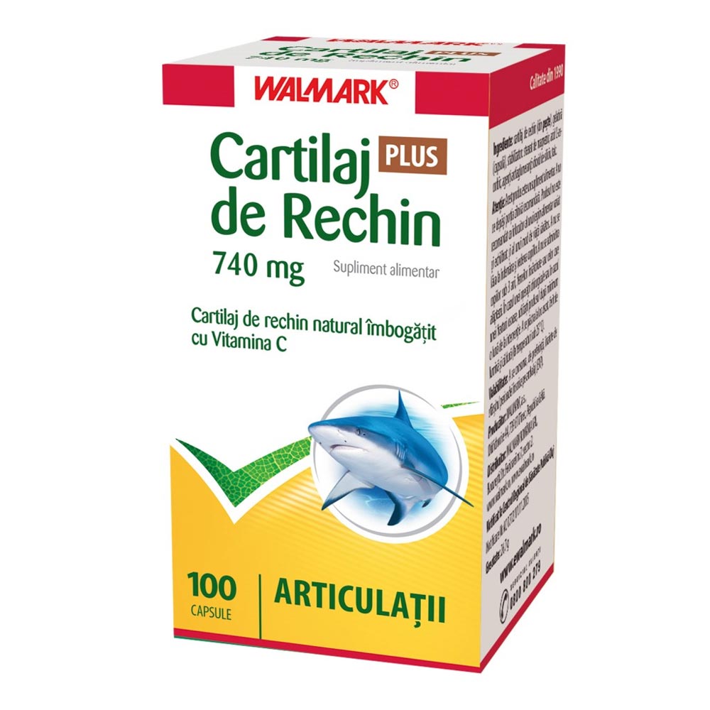 Cartilaj de Rechin Plus cu vitamina C, 100 capsule, Walmark