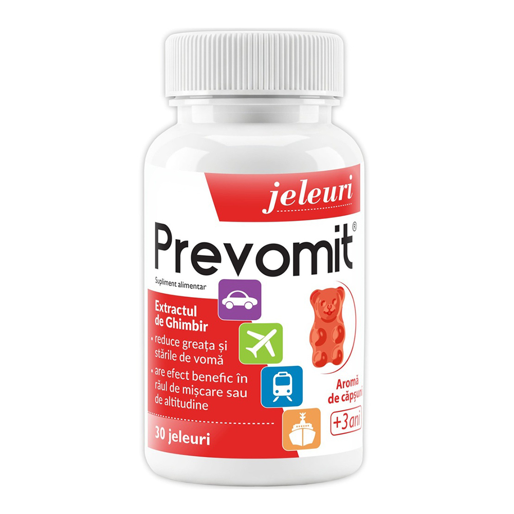Jeleuri cu aroma de capsuni Prevomit, 30 bucati, Zdrovit