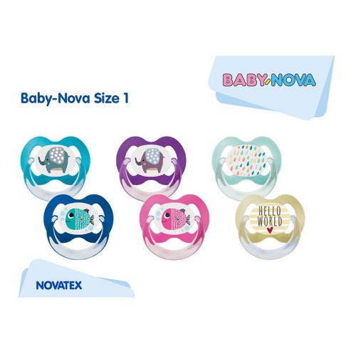 Suzete multicolore cu inel Talia 1+ Steribox, 2 bucati, Baby Nova
