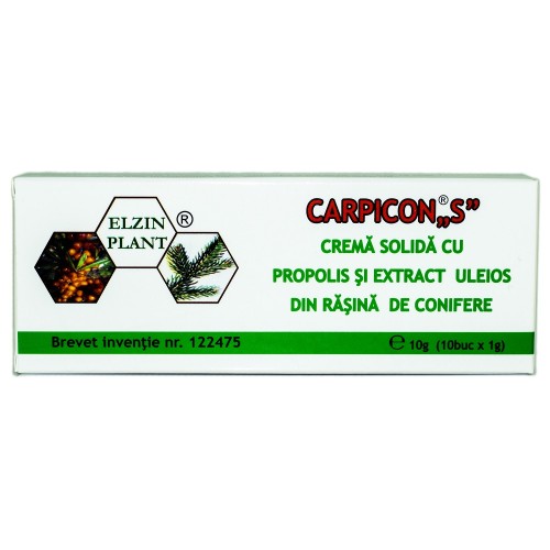 Crema solida cu propolis si extract uleios din rasina de conifere Carpicon S, 10 supozitoare, Elizin Plant