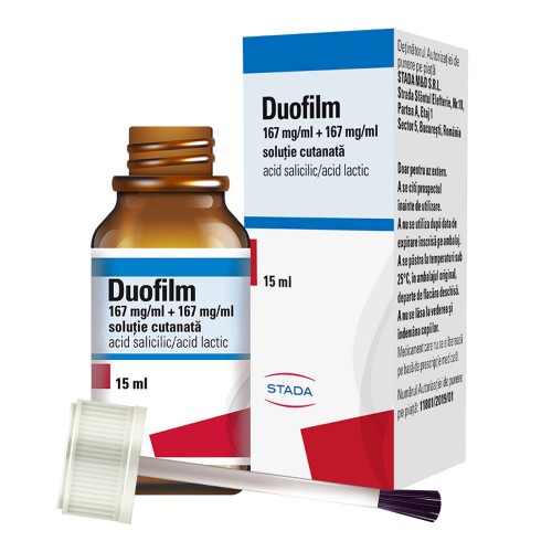Duofilm solutie cutanata, 167 mg/ml + 167 mg/ml, 15 ml, Stada