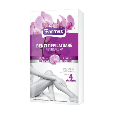 Benzi depilatoare cu extract de orhidee, 7x2 benzi depilatoare + 2 servetele, Farmec