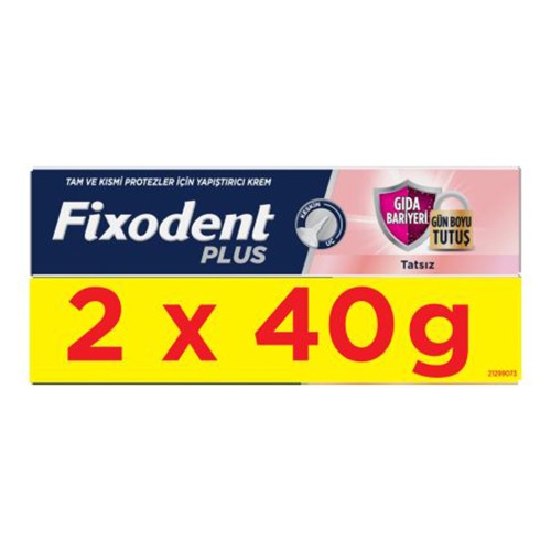 Pachet Crema adeziva pentru proteza dentara Plus Food Barrier Neutral, 40 g + 40 g, Fixodent