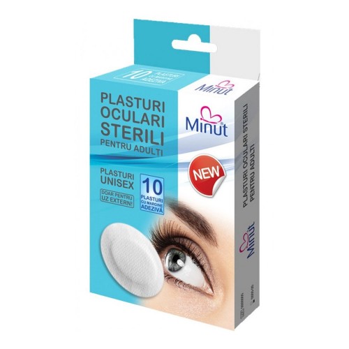 Plasturi oculari sterili pentru adulti, 10 bucati, Minut