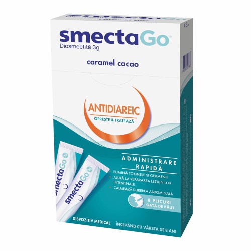 Smecta Go 3g Caramel si Cacao, 8 plicuri, Ipsen