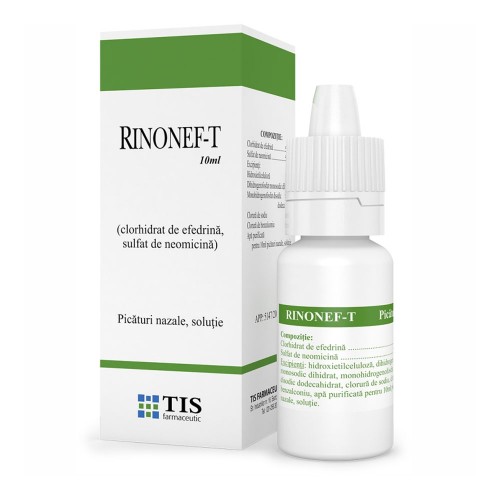 Rinonef-T picaturi nazale, 5 mg/ml + 5 mg/ml, 10 ml, Tis Farmaceutic