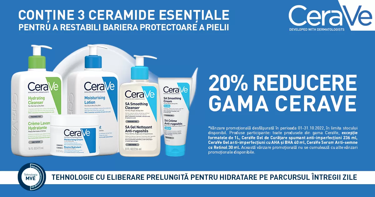 20% discount pentru produsele selectate din gama CeraVe