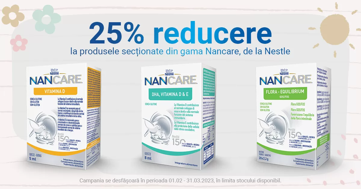 25% reducere pentru produsele secționate din gama Nancare, de la Nestle