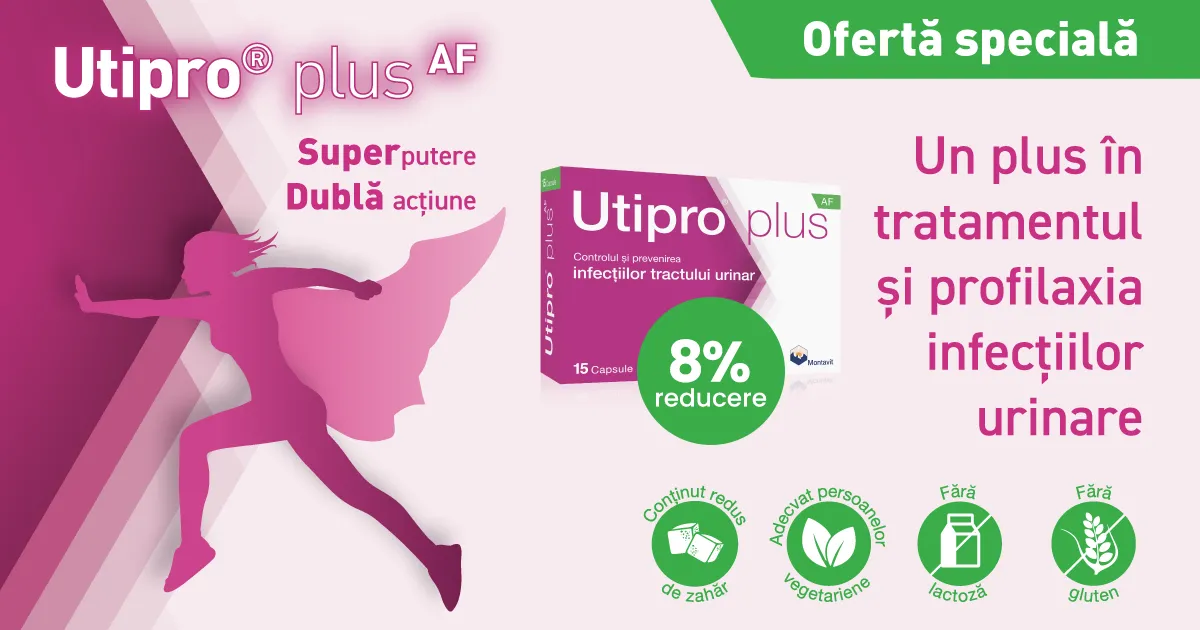 8% discount pentru un plus in tratamentul infectiilor urinare, cu Utipro Plus AF