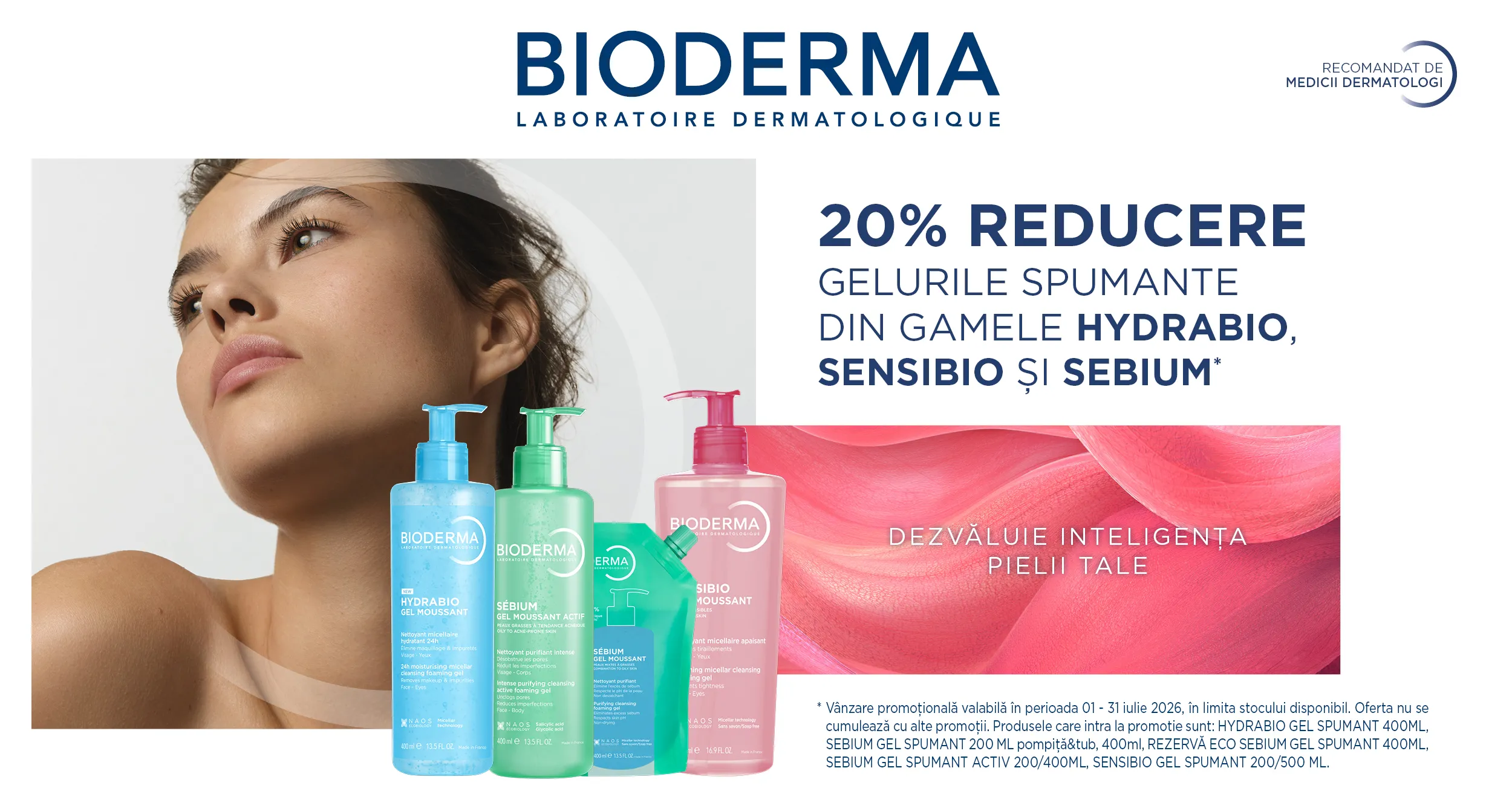 Bioderma - Geluri Spumante Hydrabio, Sensibio si Sebium - 20% discount